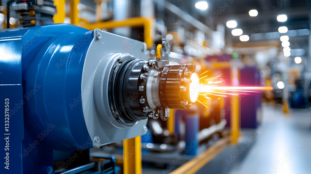 Advanced Industrial Gas Turbine Generating Power in a Modern Factory Advanced Industrial Gas Turbine Generating Power in a Modern Factory