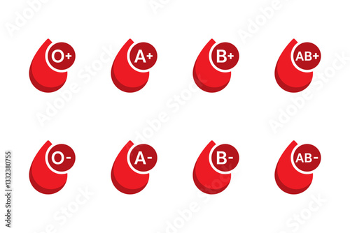 Set of icon blood type characters