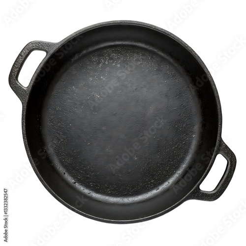 Top view of empty cast iron skillet