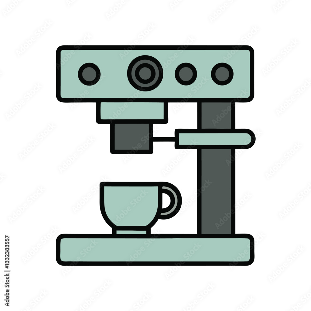 Espresso Coffee Machine Vector Icon.