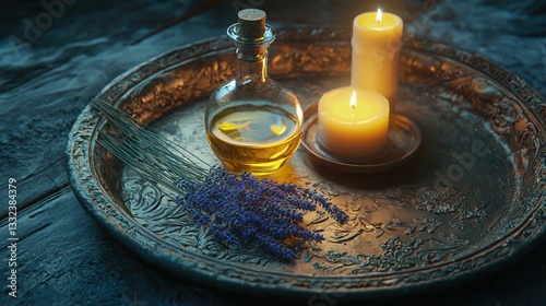 Tranquil Spa Scene Candles Essential Oil and Lavender