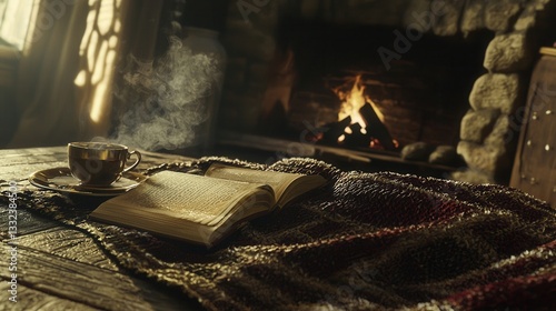 Cozy Winter Evening Steam Book and Fireplace