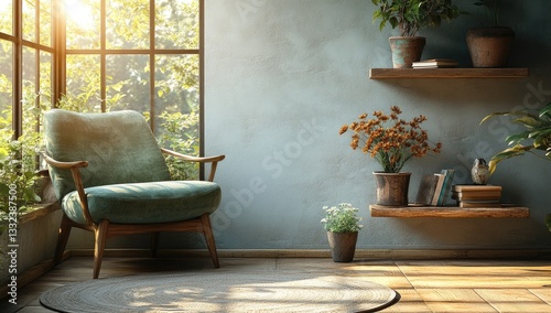 A simple living room in Mediterranean style