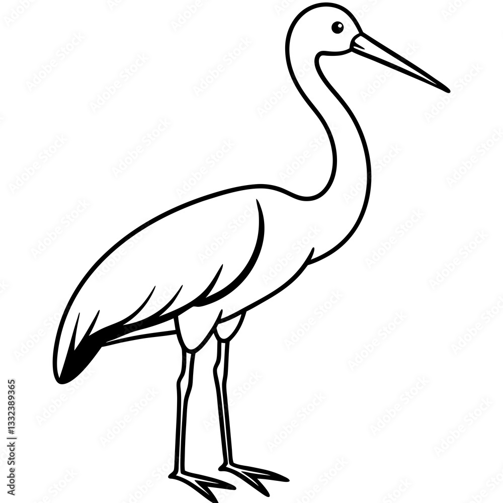 Obraz premium Clean Stork Outline Art Design