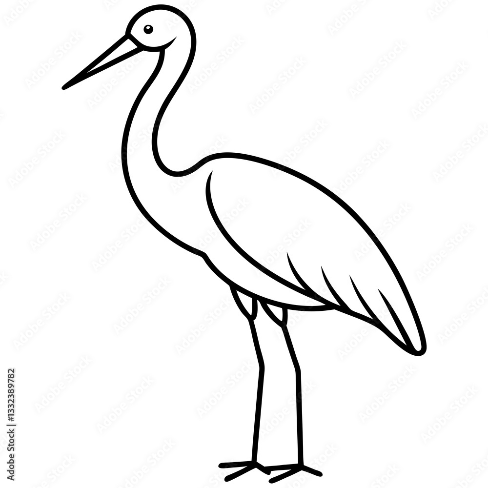Fototapeta premium Clean Stork Outline Art Design