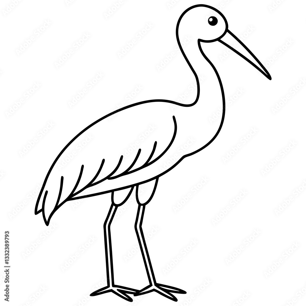 Fototapeta premium Clean Stork Outline Art Design