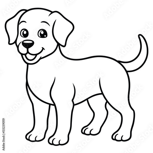 Adorable Black and White Coloring Page of a Dog