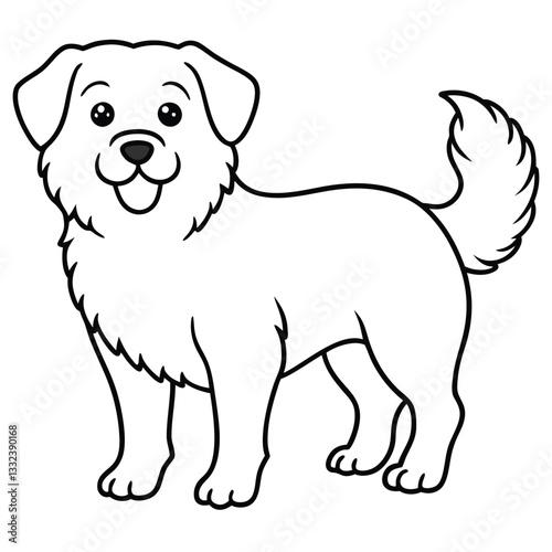 Adorable Black and White Coloring Page of a Dog