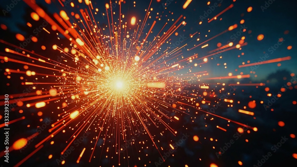 Fototapeta premium Abstract burst of light and particles showcasing dynamic movement