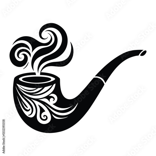 smoking pipe silhouette vector illustration, tobacco pipe simple flat vector