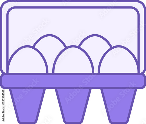 Colored Eggs Icon. Vector Illustration. Chicken Eggs in Packaging. Food, Nutritional Product. Grocery Concept