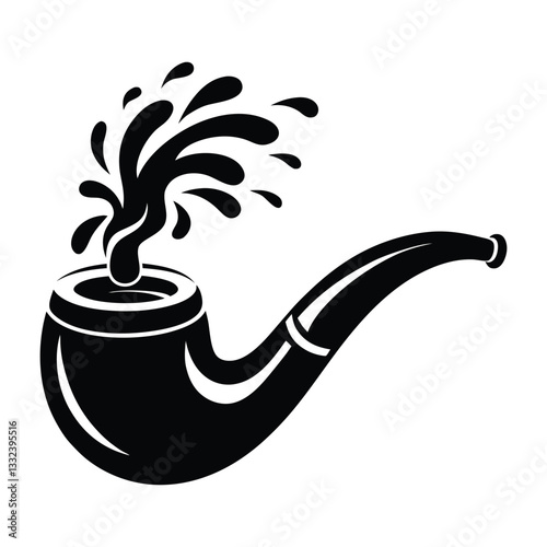 smoking pipe silhouette vector illustration, tobacco pipe simple flat vector