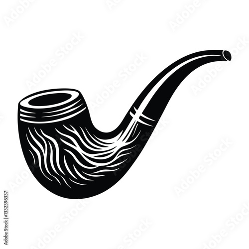 smoking pipe silhouette vector illustration, tobacco pipe simple flat vector
