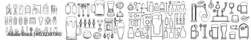 Modern illustration of beer production stage set against a white background