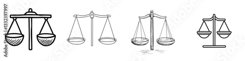A hand-drawn outline doodle icon of a weight scale represents dieting and health, symbolizing a weight measure device and kilogram concept through modern sketch illustration on a white background for