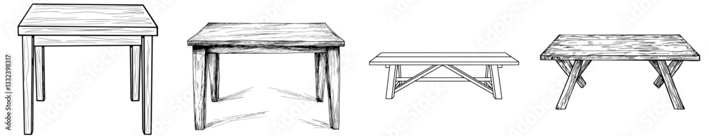 A realistic sketch of the table in perspective, created as a modern A realistic sketch of the table in perspective, created as a modern