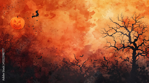 Orange abstract background with a glowing color gradient. Sun radiance. Defocused yellow smooth light glare, bright surface, decorative design with copy space.