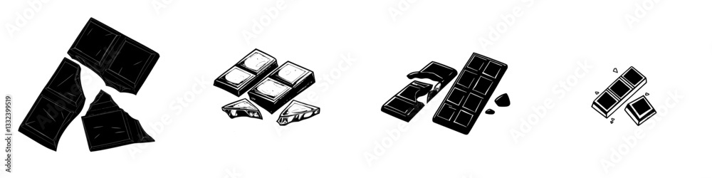 A chocolate bar consisting of black and white pieces, displaying a monochrome color scheme A chocolate bar consisting of black and white pieces, displaying a monochrome color scheme