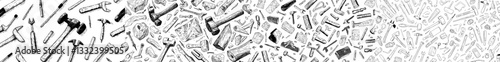 A handyman's tool is depicted in a hand-drawn outline, presented as a modern object isolated on a white background, created with a felt-tip pen and ink on paper, showcasing universal tools in a