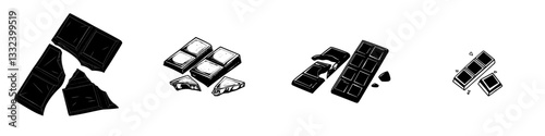 A chocolate bar consisting of black and white pieces, displaying a monochrome color scheme