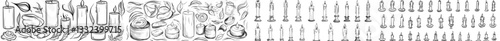 A set of candles doodles is available, featuring hand-drawn burning candles with fires of various shapes and styles suitable for home decoration, isolated on a transparent background to illustrate