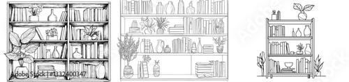 Modern isolated sketch illustration in black and white on a rack graphic