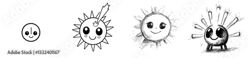 The illustration of a yellow sun serves as a decorative and modern seasonal object