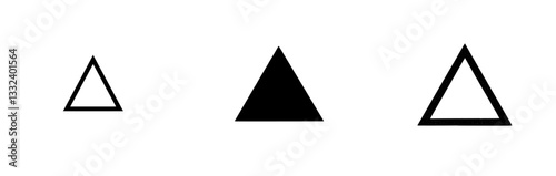 A contemporary solitary equilateral triangle devoid of color featuring solely black and white outlines silhouettes and shadows