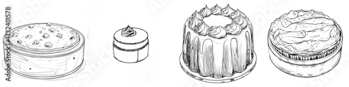 France is known for its souffle, a popular dessert and snack, often depicted in isolated doodles as a hand-drawn sketch with an outline style
