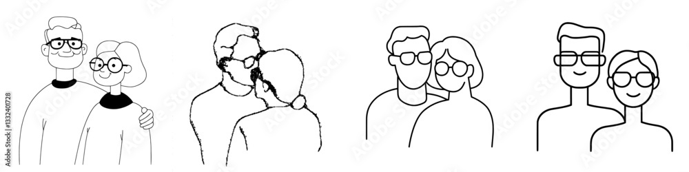 A modern illustration of grandparents is isolated on a transparent background A modern illustration of grandparents is isolated on a transparent background