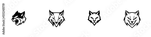 A modern illustration of a bobcat head isolated on a transparent background