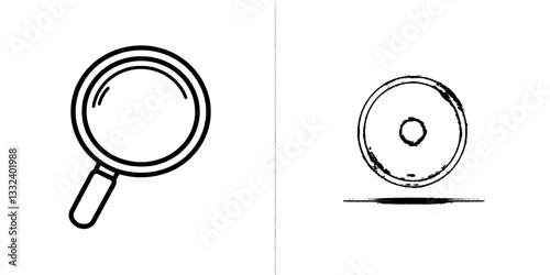 Modern illustration of a magnifying glass doodle isolated on a white background