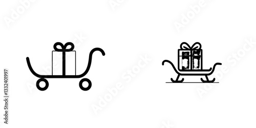Santa sleigh line icon, holiday and merry christmas, modern xmas sled icon, winter transportation design, editable stroke outline, eps 10