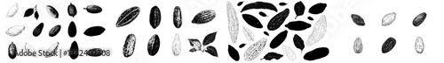 Cocoa emblem, a set of modern design templates for artisanal chocolate and gourmet branding featuring vintage cocoa bean labels