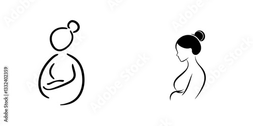 Pregnant woman Continuous one line art drawing with a modern, woman's day-themed outline illustration