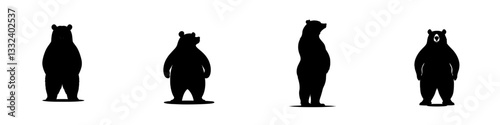 grizzly bear standing black silhouette logo svg modern, bear standing icon illustration