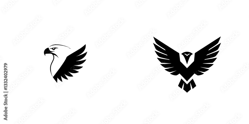 Obraz premium Grand Soar: Depicting a modern black silhouette of a condor, the master of the skies in elegant flight - Condor Modern - Condor Illustration
