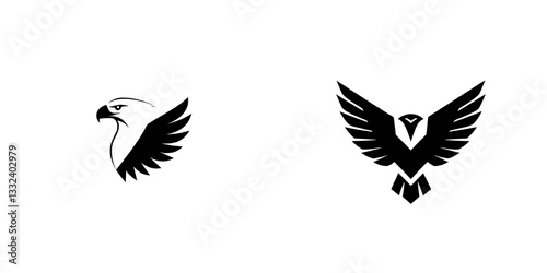 Grand Soar: Depicting a modern black silhouette of a condor, the master of the skies in elegant flight - Condor Modern - Condor Illustration