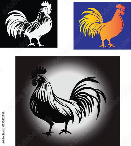 Set of chicken Multi Color vector