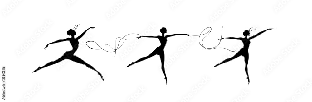 Background illustration in line art style with ballet dancers3 Background illustration in line art style with ballet dancers3