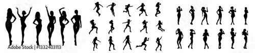 dancing woman silhouette person modern girl illustration dance setup black design art female pose group beauty sport isolated lady model party