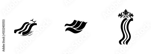Summer illustration featuring a pool silhouette, water logo, swim icon, splash outline, fun resort recreation, aqua park play, outdoor slide, holiday shape, leisure vacation, and a child for modern