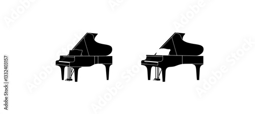 piano icon set modern illustration on white background