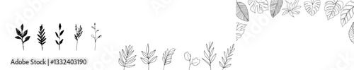 1. Modern illustration of an architectural interior planter with a natural landscape, designed in elegant handwriting style