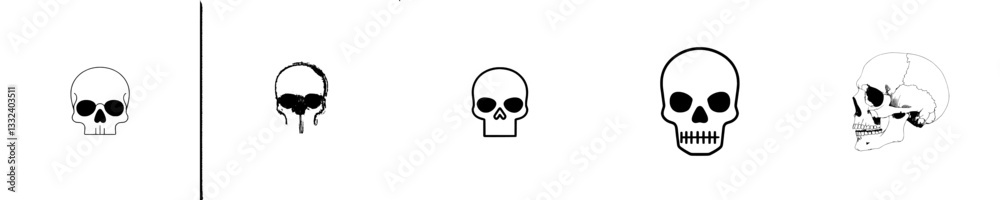 A single line continuous Halloween skull isolated on a white background, crafted as a modern line art illustration A single line continuous Halloween skull isolated on a white background, crafted as a modern line art illustration
