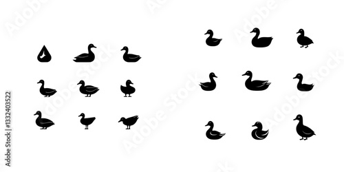 ducks silhouette in modern artistic illustration