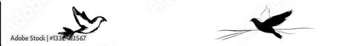 1. Line art depiction of a white dove. A symbol of peace and freedom in a simplistic line style