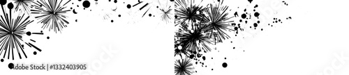 Gold fireworks are used to create a border that acts as a holiday banner and celebration divider