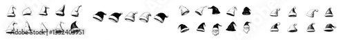 classic sketch santa hats for christmas illustrations in modern black