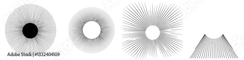 A central point radiates a retro starburst design element, forming a vibrant sunburst or firework explosion effect, perfect for vintage or abstract graphic compositions
